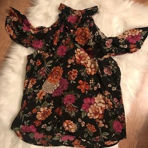 Floral Cold Shoulder Blouse
